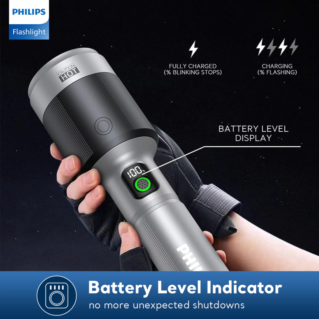 PHILIPS SFL5102-56 Zoom LED Rechargeable Flashlight – 2500 Lumens