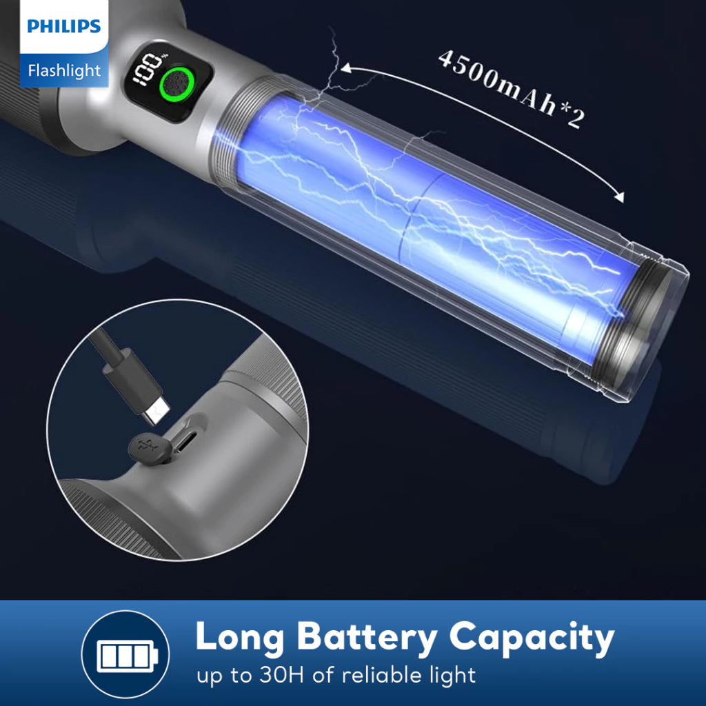 PHILIPS SFL5102-56 Zoom LED Rechargeable Flashlight – 2500 Lumens