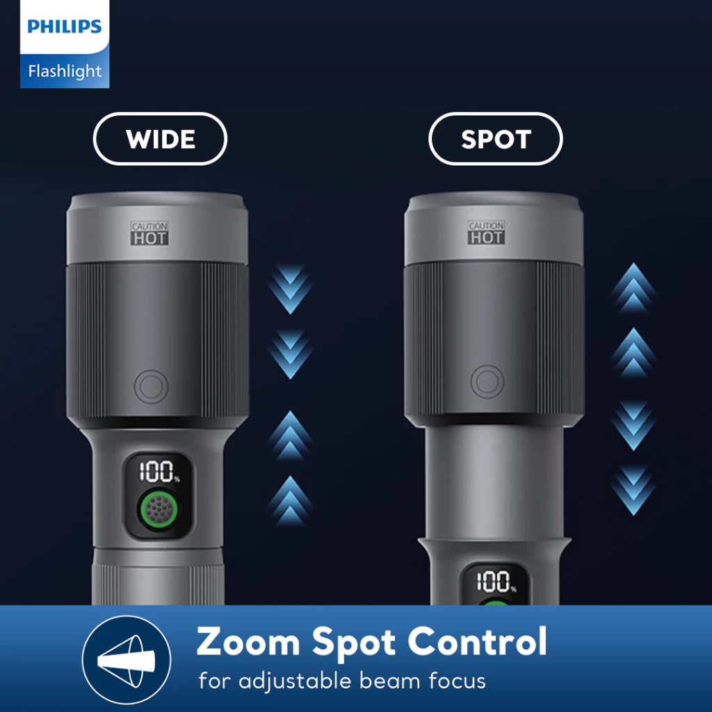 PHILIPS SFL5102-56 Zoom LED Rechargeable Flashlight – 2500 Lumens